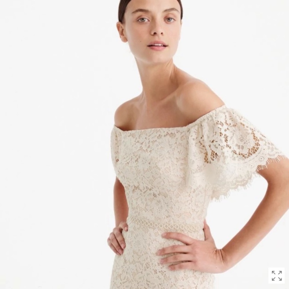 Jcrew lace knee length dress off shoulder